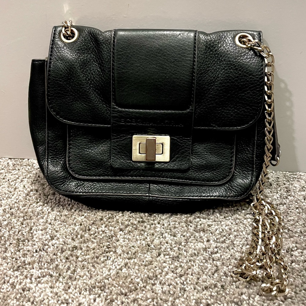 BCBG black pebbled leather crossbody or shoulder length purse